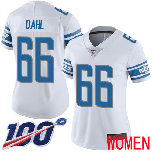 Detroit Lions Limited White Women Joe Dahl Road Jersey NFL Football #66 100th Season Vapor Untouchable